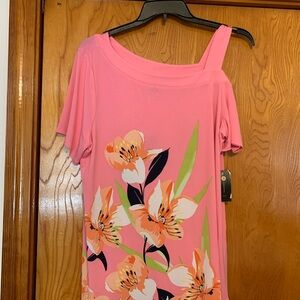 Floral Pink Women's Top 1X island breeze pattern